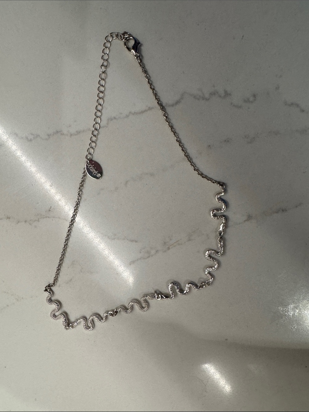 Claire's Silver Wavy Ripple Necklace